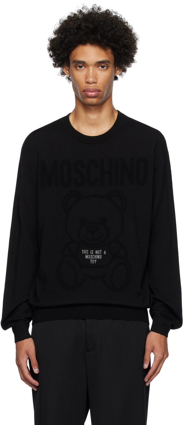 

Черный свитер с вышивкой Moschino