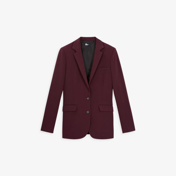 

Однобортный пиджак из эластичной ткани с зубчатыми лацканами The Kooples, бургундия