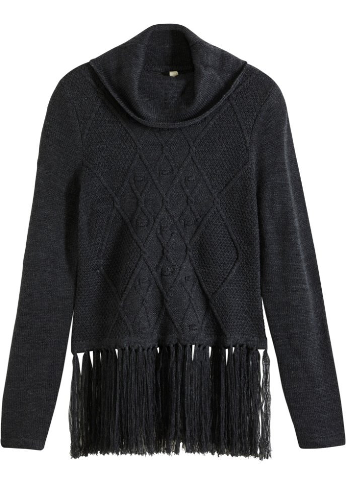 Вязаный свитер с бахромой Bodyflirt Boutique, черный
