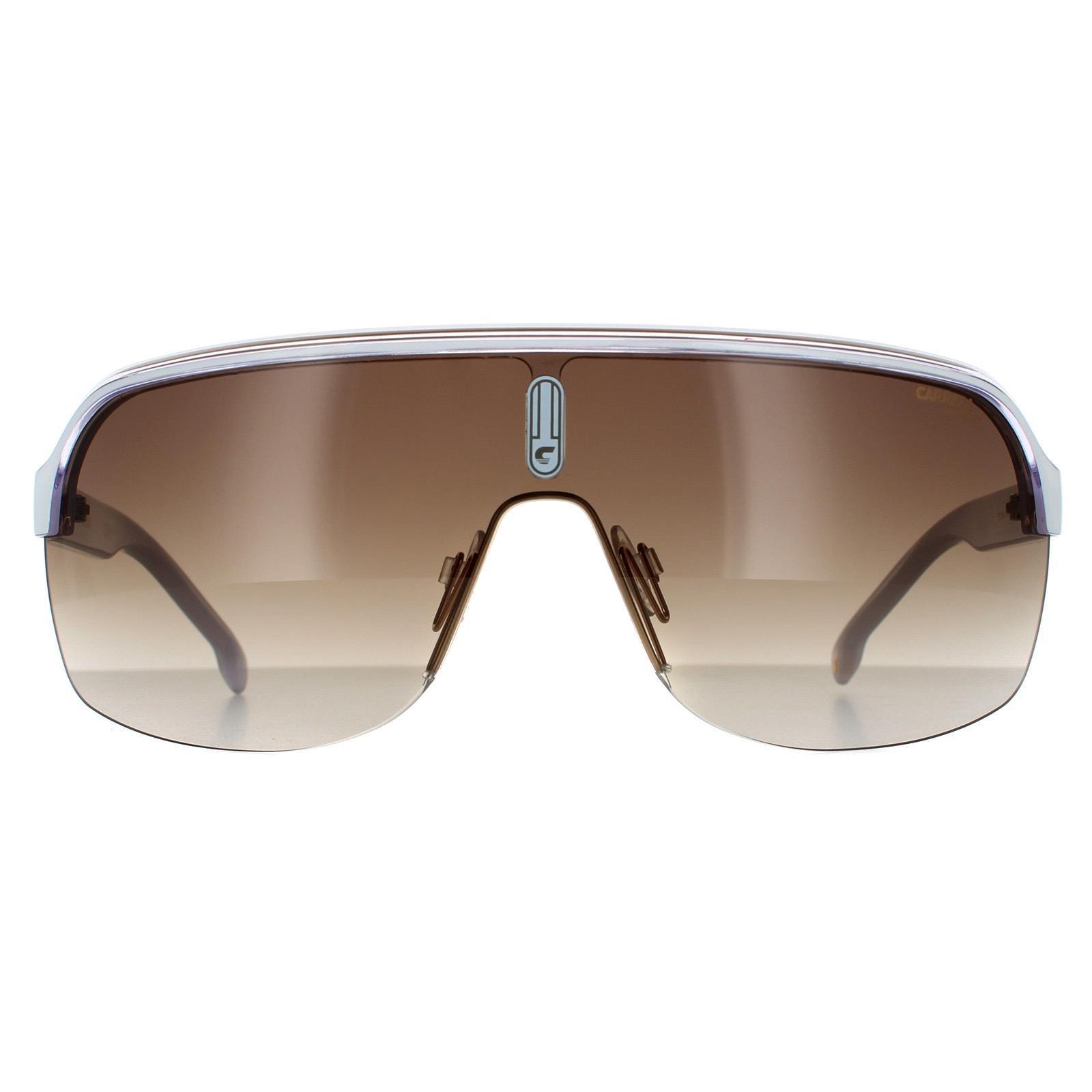 Белые коричневые солнцезащитные очки с градиентом и кристаллами Shield Carrera, белый