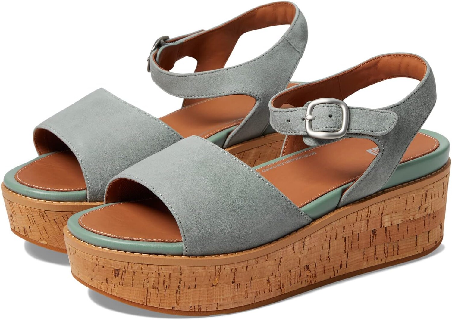 

Босоножки Eloise Cork-Wrap Suede Back-Strap Wedge Sandals FitFlop, цвет Cool Blue