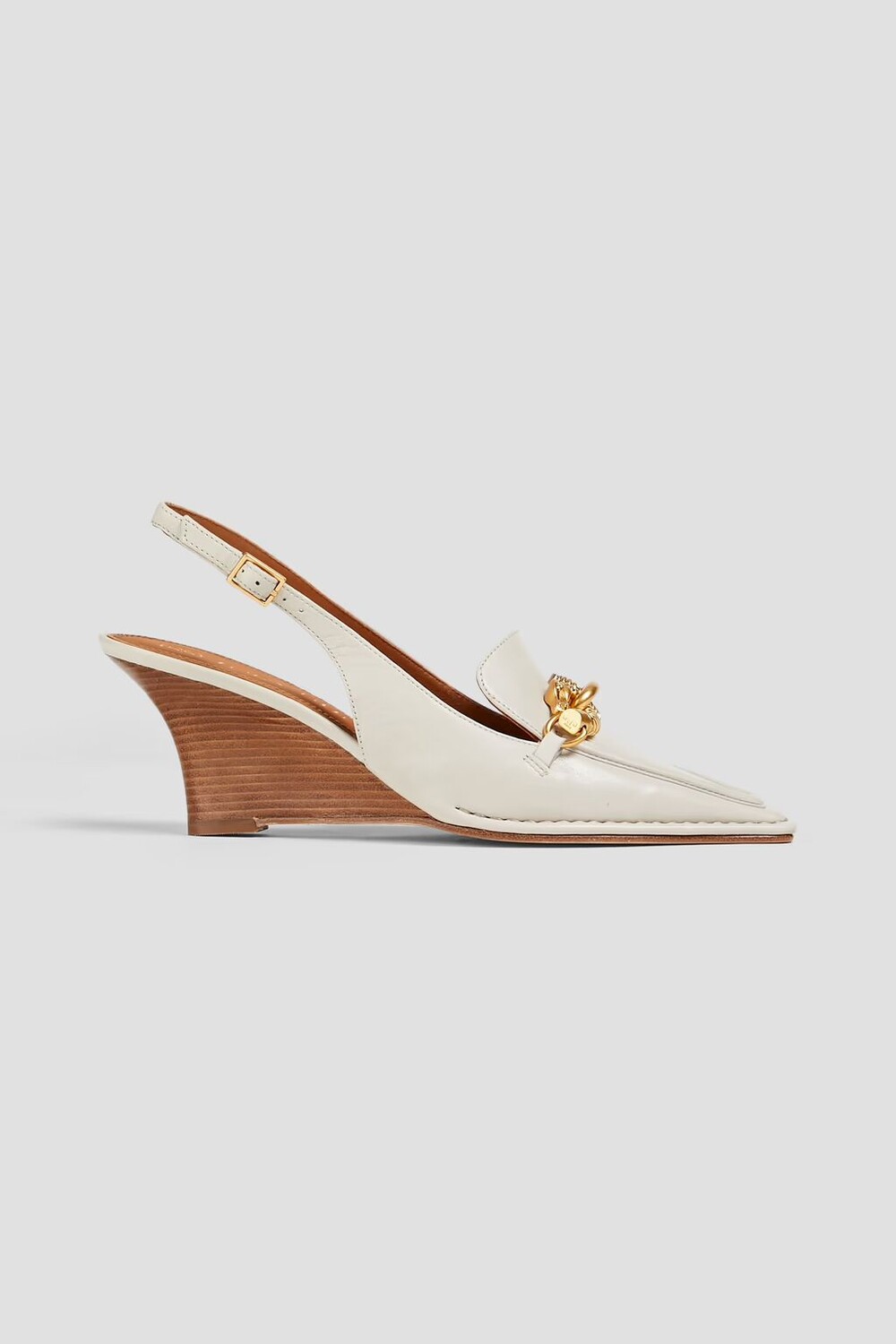 

Кожаные туфли на танкетке Jessa, украшенные цепочкой Tory Burch, экрю