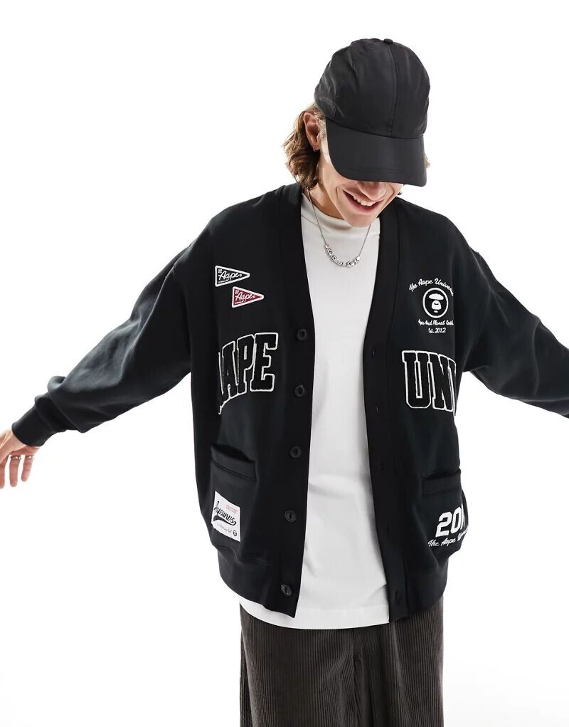 

Черная университетская флисовая куртка AAPE BY A BATHING APE