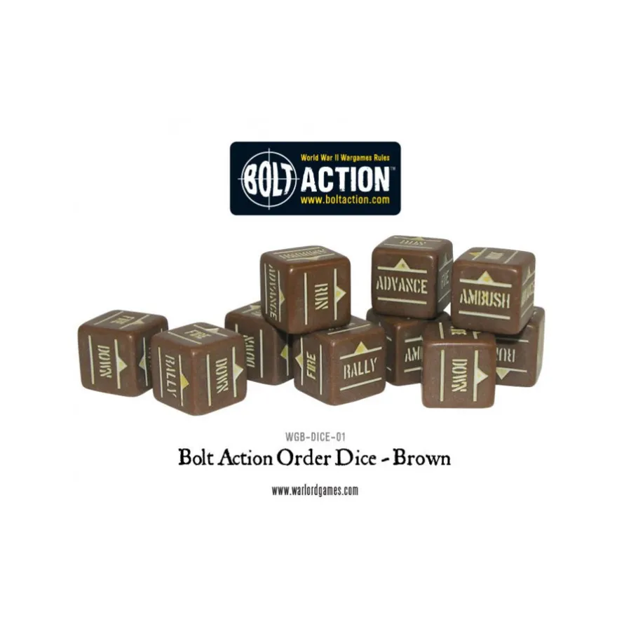 

Кости приказов действия болта – коричневые (12), Bolt Action - Core & Assorted