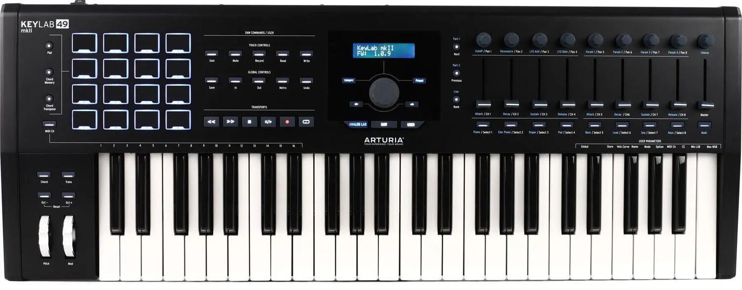 

Контроллер клавиатуры Arturia KeyLab 49 MkII с 49 клавишами — черный