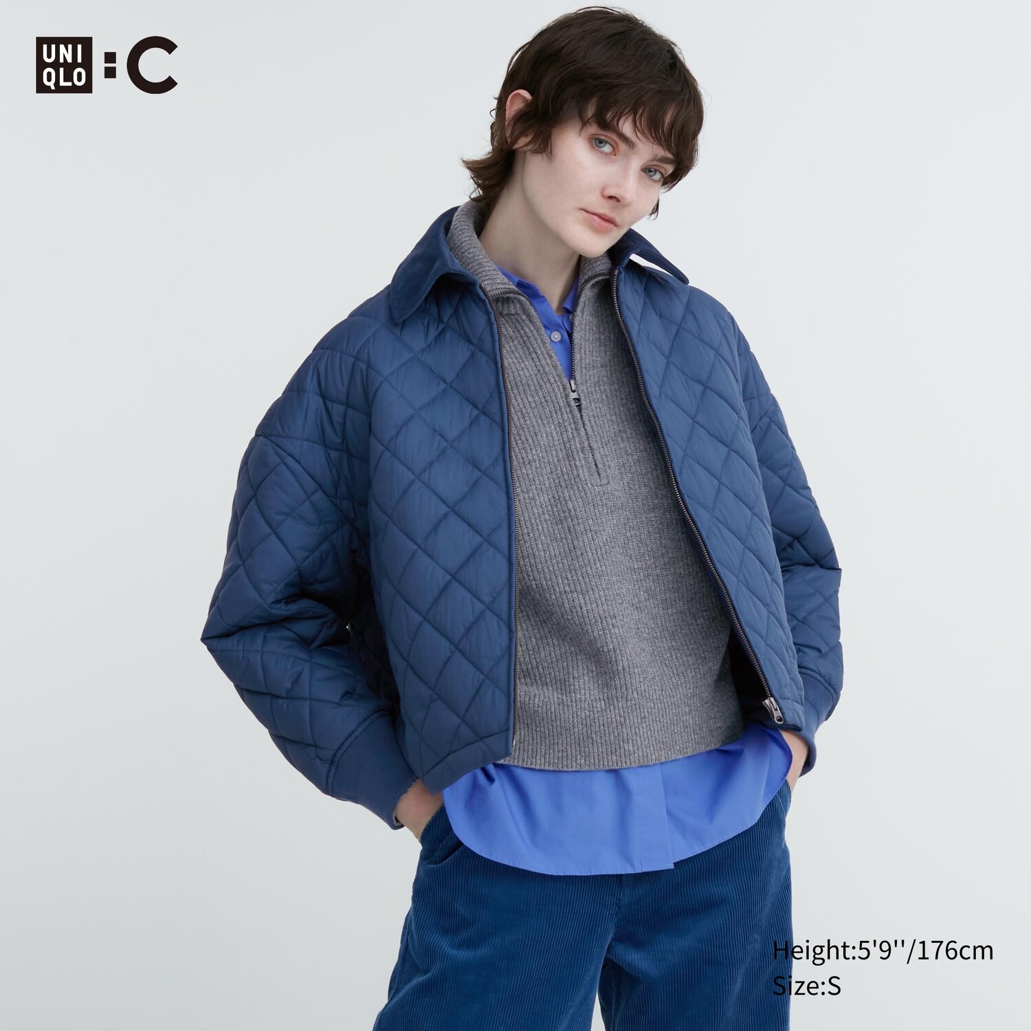 

Теплая блузка с подкладкой Uniqlo, синий