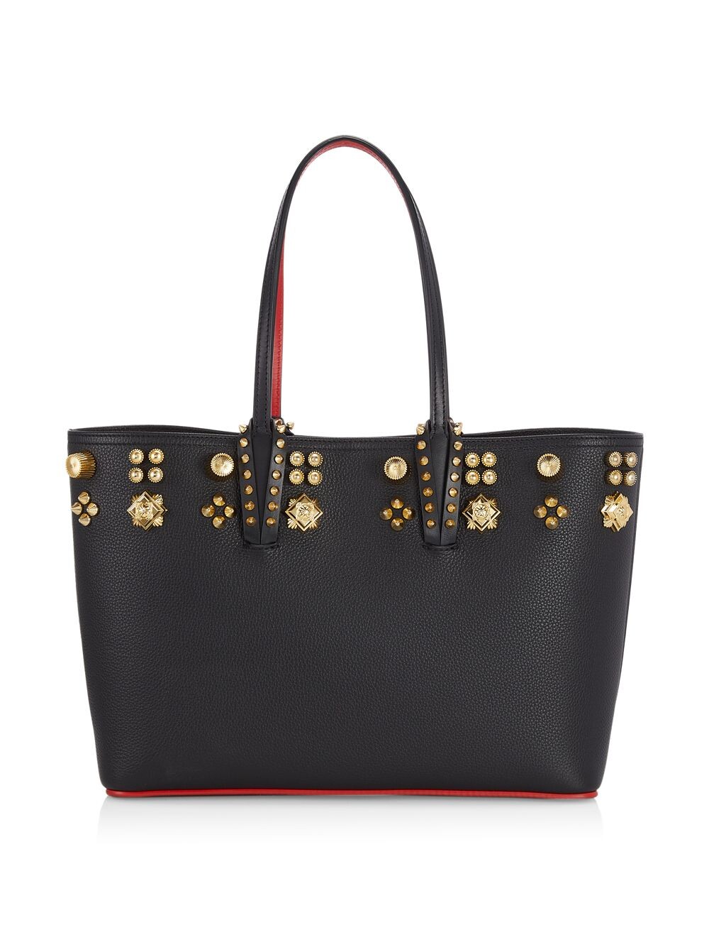 

Маленькая кожаная большая сумка Cabata с шипами Christian Louboutin, черный