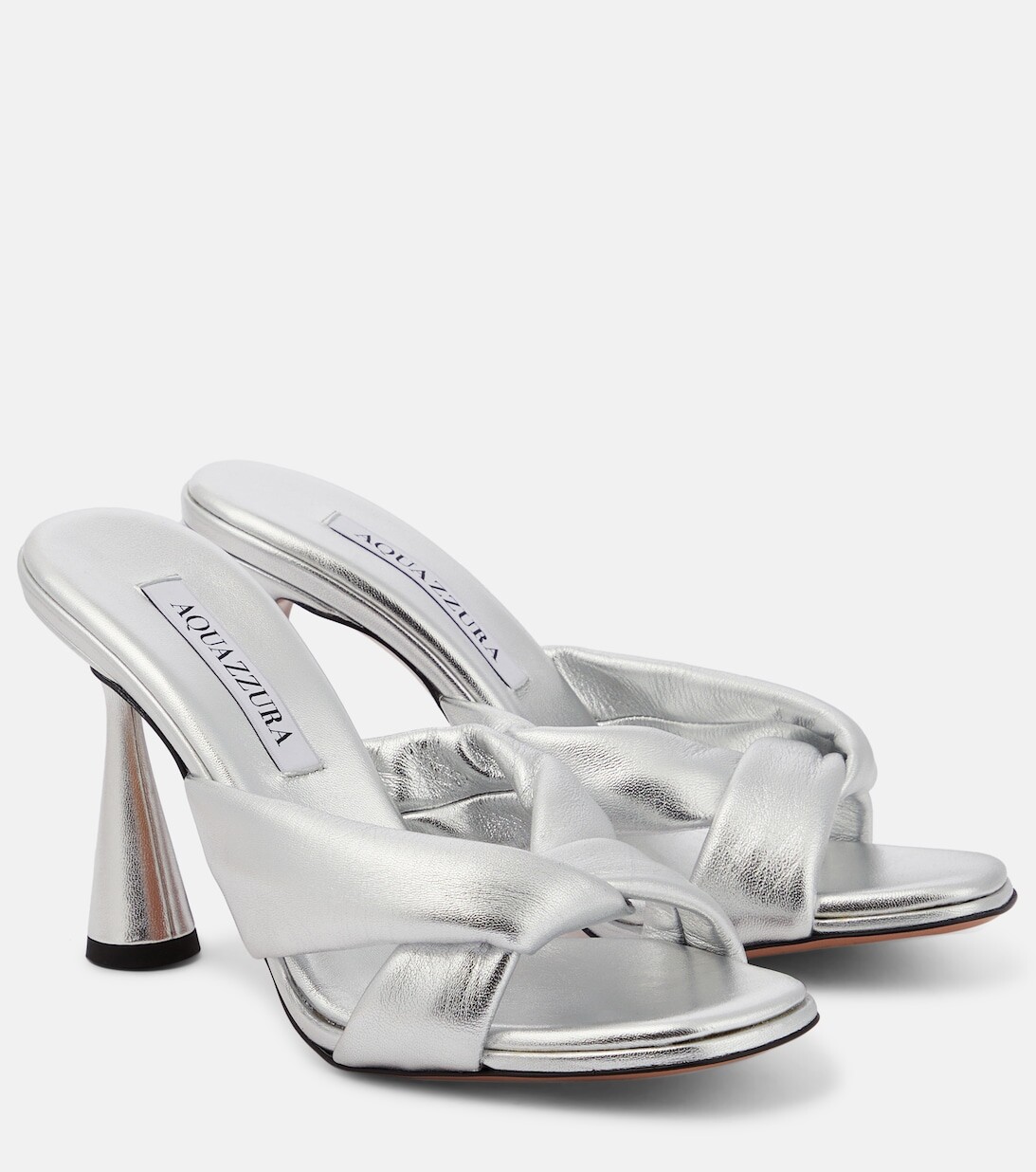 

Мюли Amore 95 из металлизированной кожи Aquazzura, серебряный