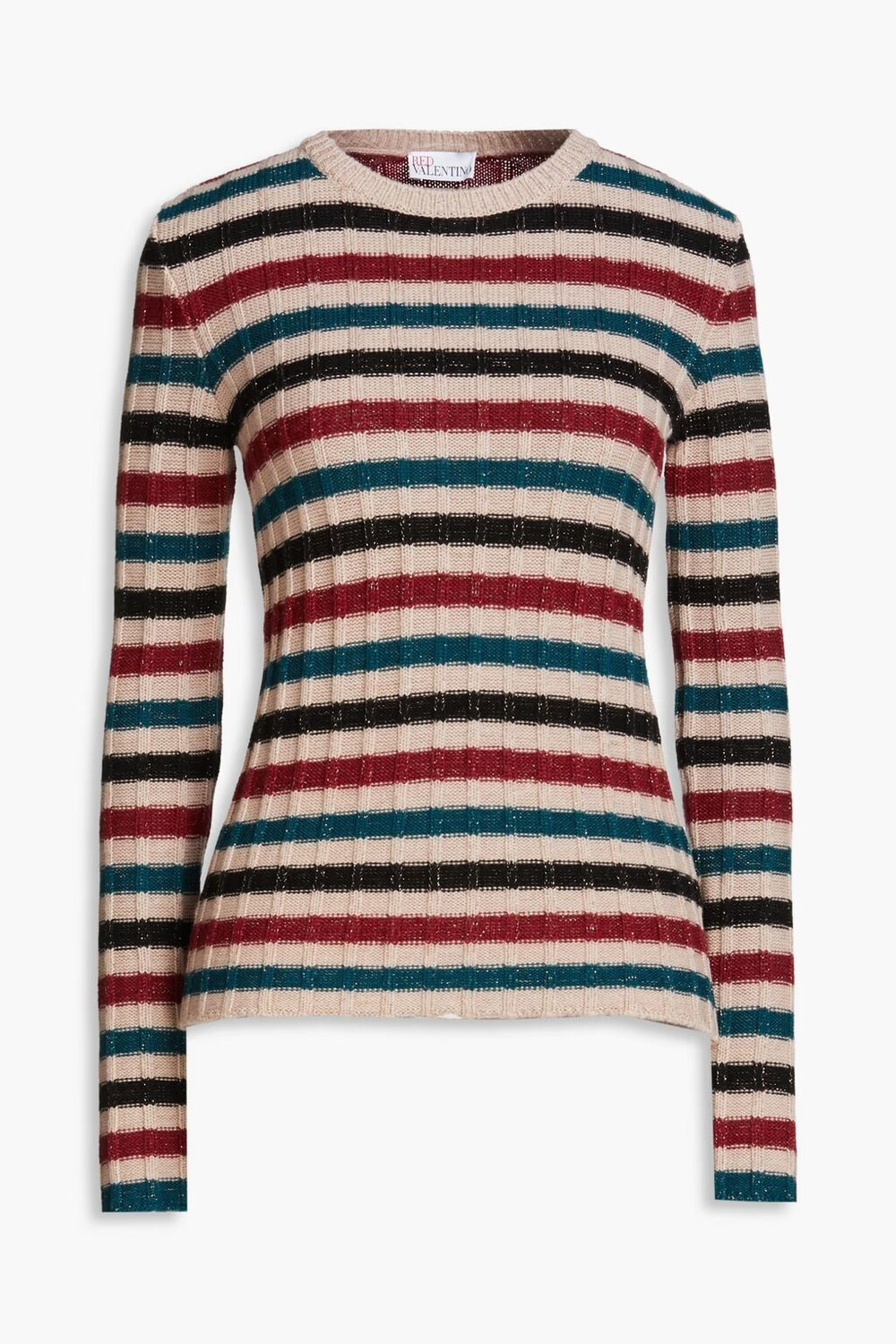 

Полосатый свитер с эффектом металлик из смесовой шерсти Redvalentino, розовый