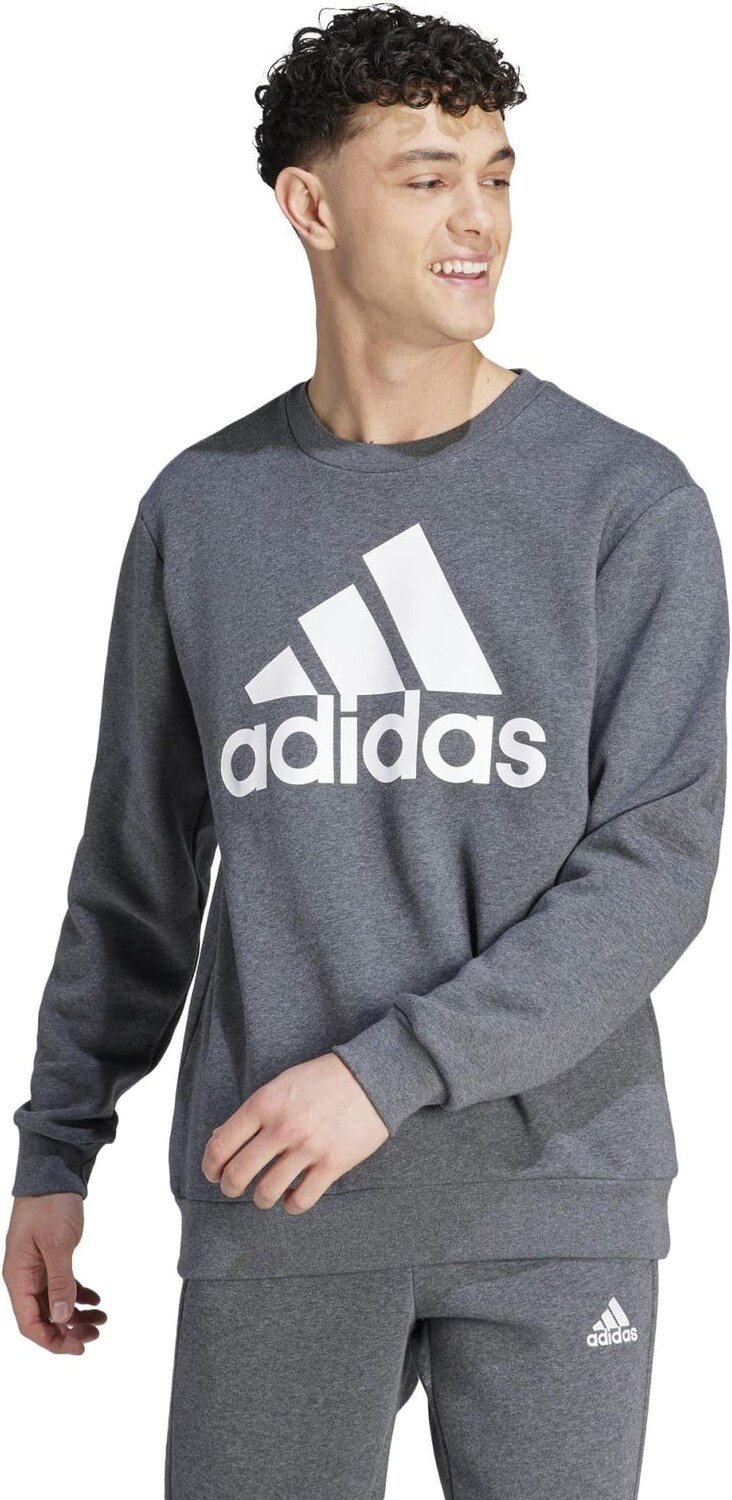 

Флисовая толстовка с большим логотипом Essentials adidas, цвет Dark Grey Heather