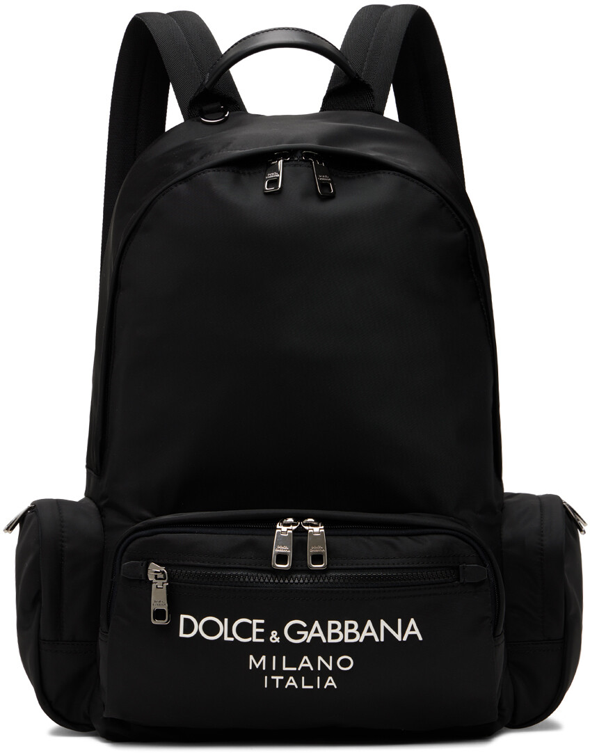 

Черный нейлоновый прорезиненный рюкзак с логотипом Dolce&Gabbana