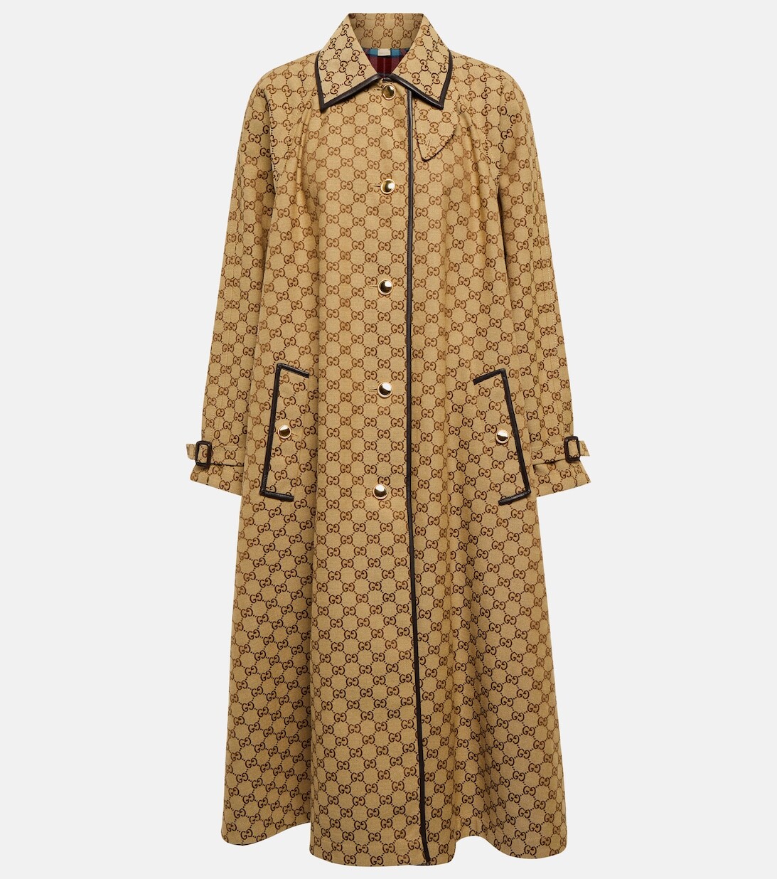 

Двустороннее пальто с узором GG и хлопком в клетку GUCCI, разноцветный