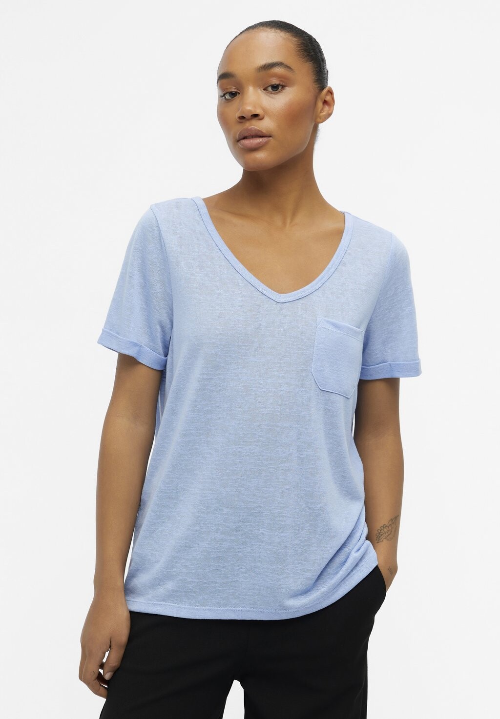 

Базовая футболка SS V-NECK NOOS Object, Светло-синий