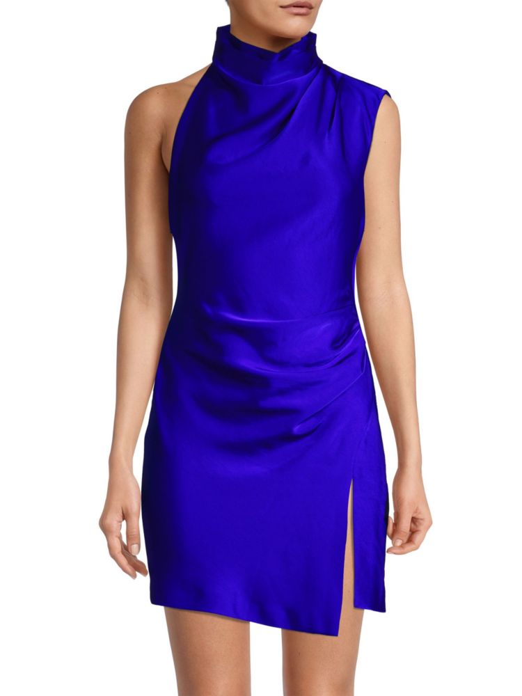 цена Атласное мини-платье Hope с драпировкой Misha, цвет Electric Blue