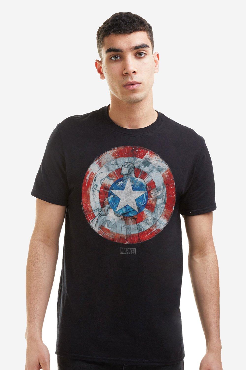 Футболка с изображением щита Капитана Америки Marvel, черный