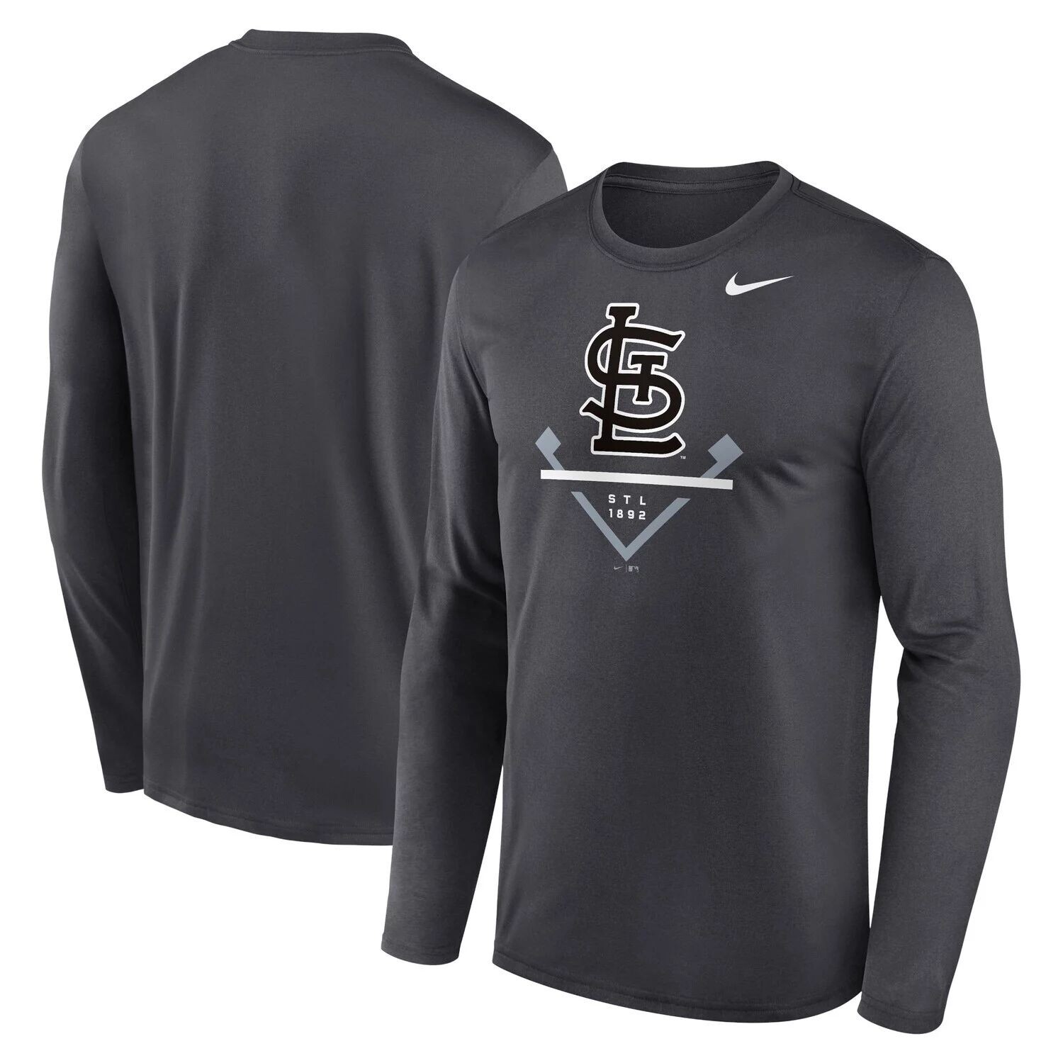 

Мужская антрацитовая футболка St. Louis Cardinals Icon Legend Performance с длинным рукавом Nike, Черный
