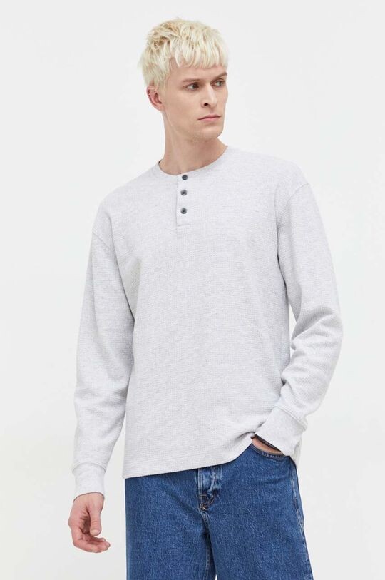 

Хлопковая рубашка с длинными рукавами Abercrombie & Fitch, серый