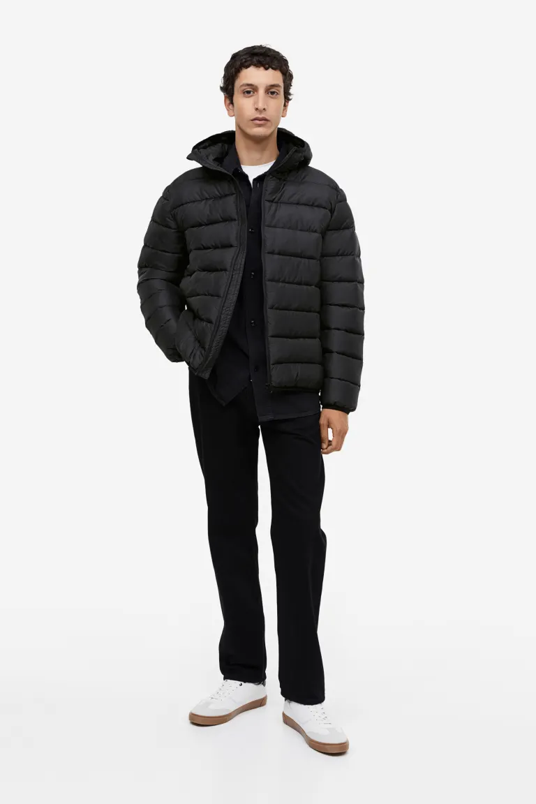 Легкая стеганая куртка H&M, черный женская стеганая куртка с капюшоном повседневная уличная куртка на молнии с карманами бархатная стеганая куртка без рукавов хлопковая бе