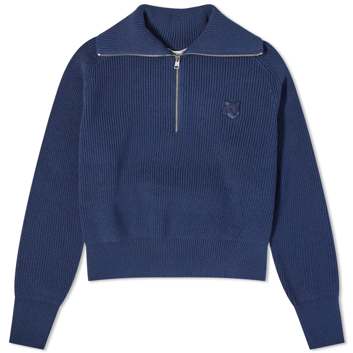 

Толстовка Maison Kitsune Bold Fox Head Patch Half Zip Jumper, цвет Ink Blue
