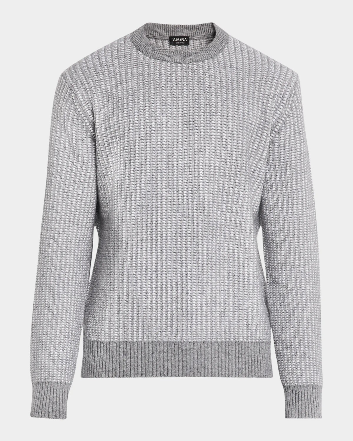 

Мужской жаккардовый свитер с круглым вырезом Zegna, цвет Md Gry Fan