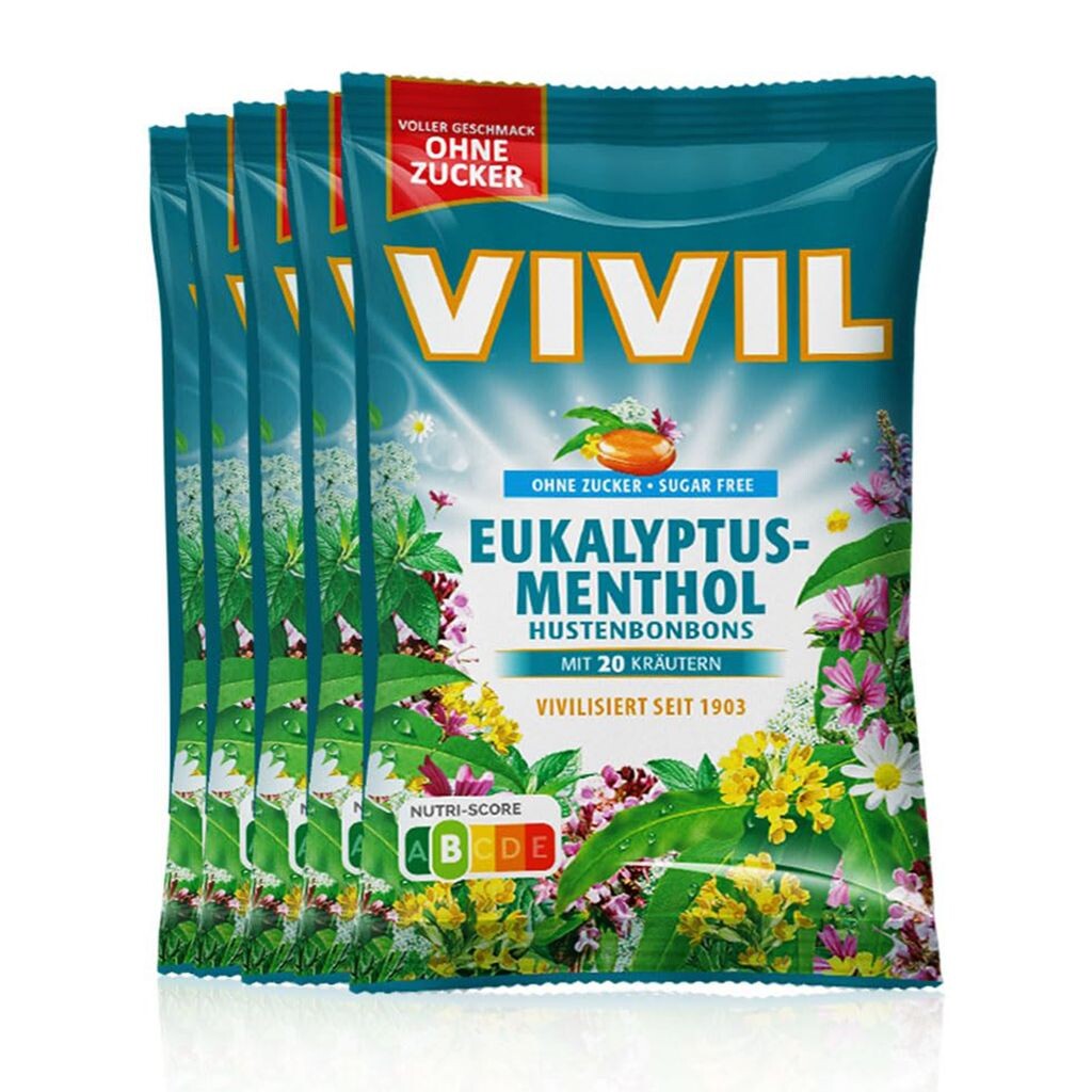 

Vivil капли от кашля с эвкалиптом и ментолом без сахара | 5 пакетиков по 120 г.