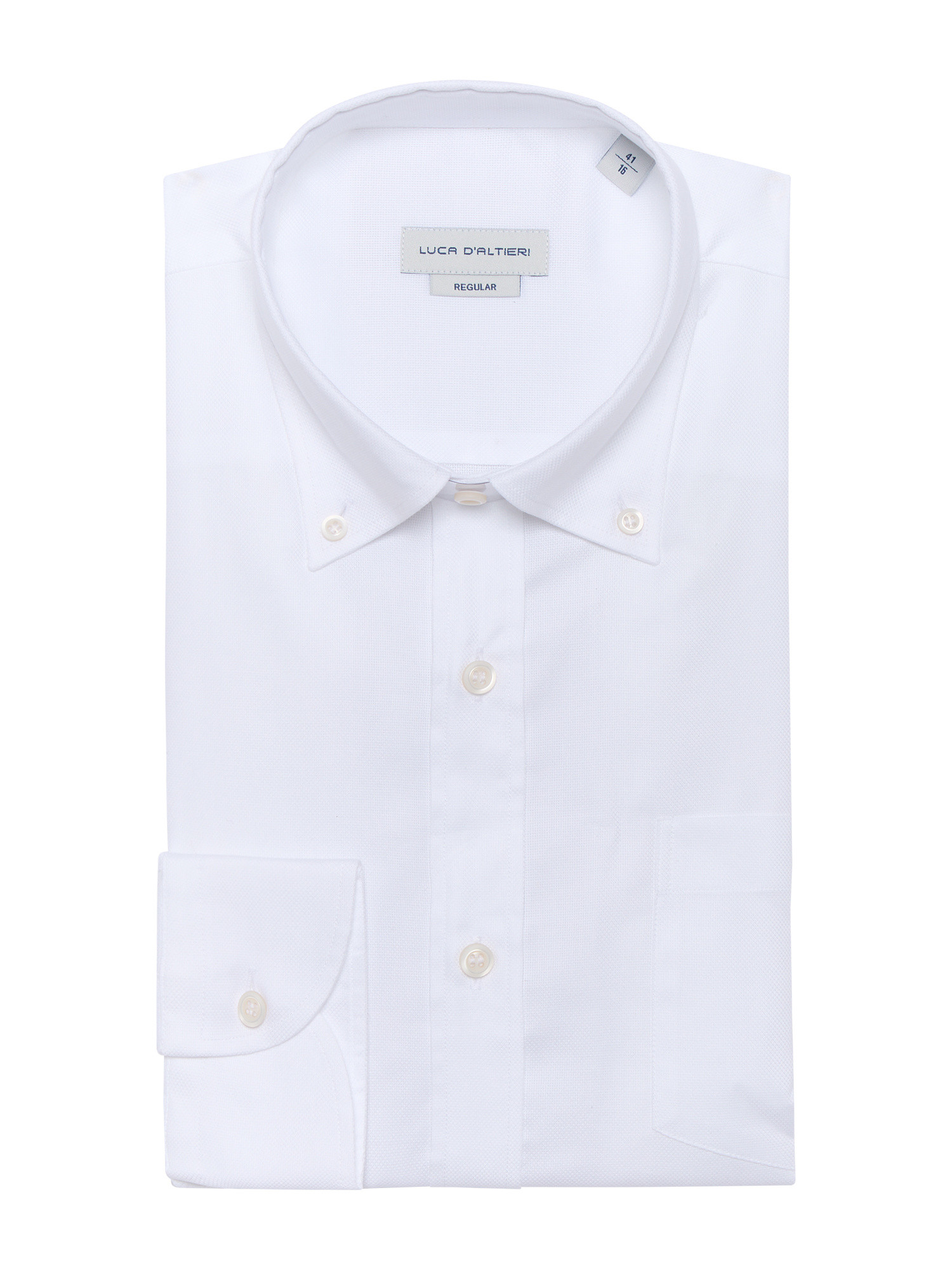 Luca D'Altieri рубашка-риза обычного кроя из чистого фактурного хлопка, белый luca d altieri повседневная рубашка стандартного кроя из поплина из чистого хлопка голубой