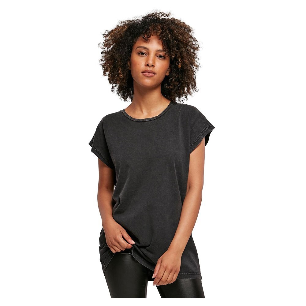 

Футболка Build Your Brand Acid Washed Extended Shoulder Short Sleeve Crew Neck, серый