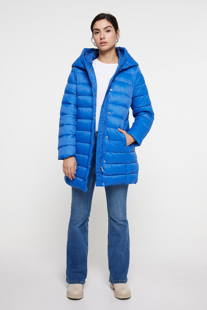 

Длинное пуховое пальто с капюшоном Vero Moda, темно-синий