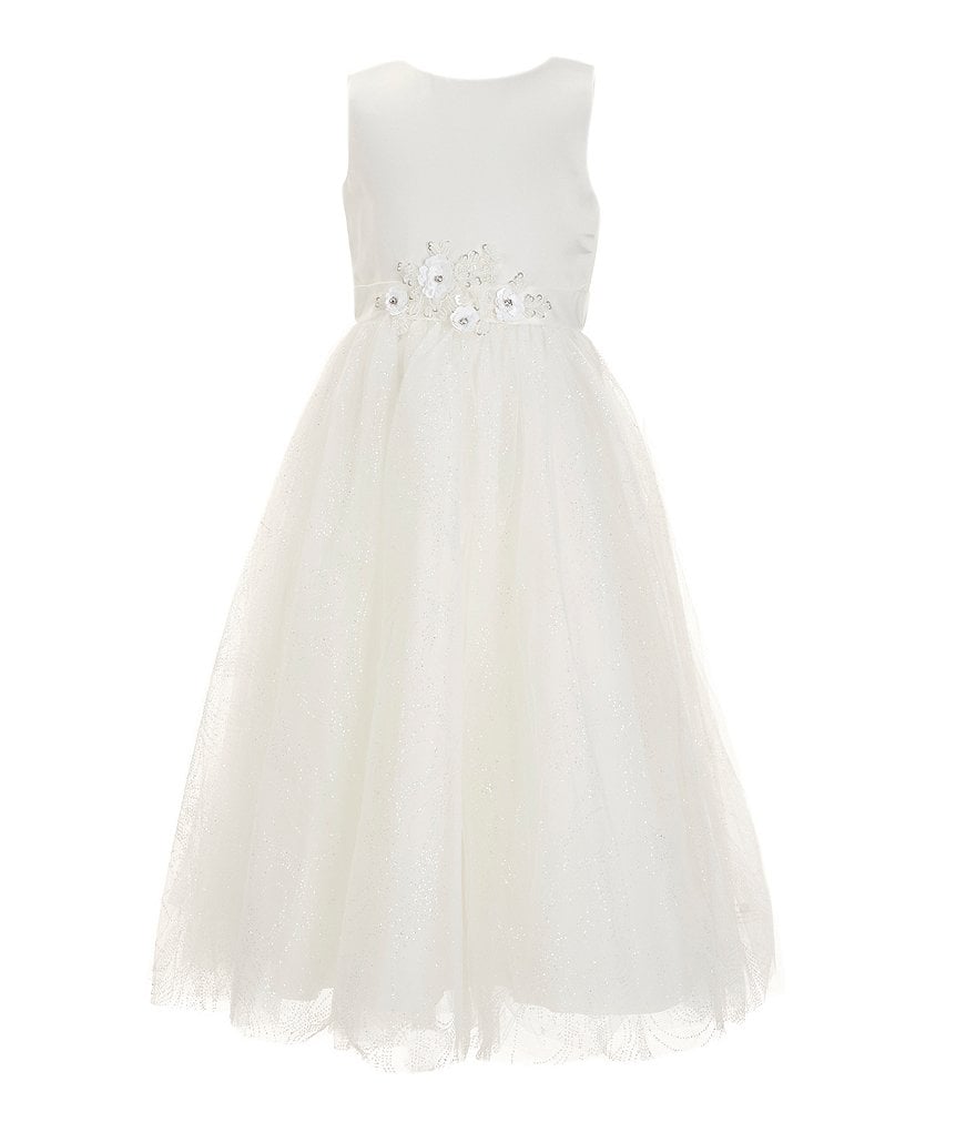 Атласное платье с блестящим сетчатым лифом Chantilly Place для больших девочек 7–16 лет, белый vahine chantilly fix 19 5g