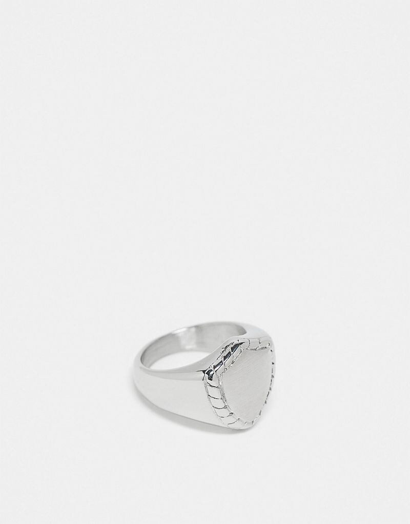 

ASOS DESIGN - Серебряное кольцо из нержавеющей стали со щитком