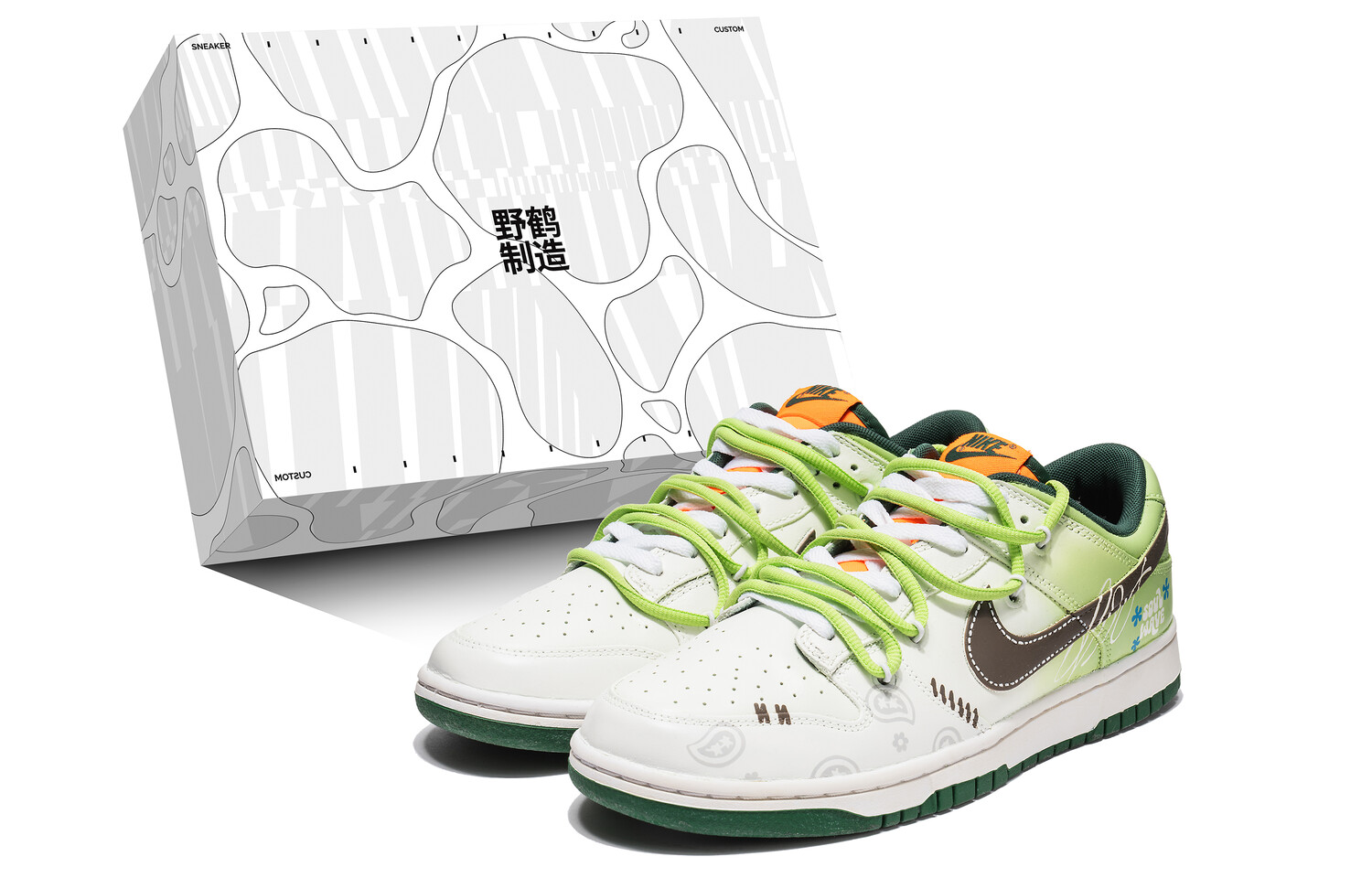 

Кроссовки Nike Dunk Skateboarding Shoes Men Low-top White, зеленый