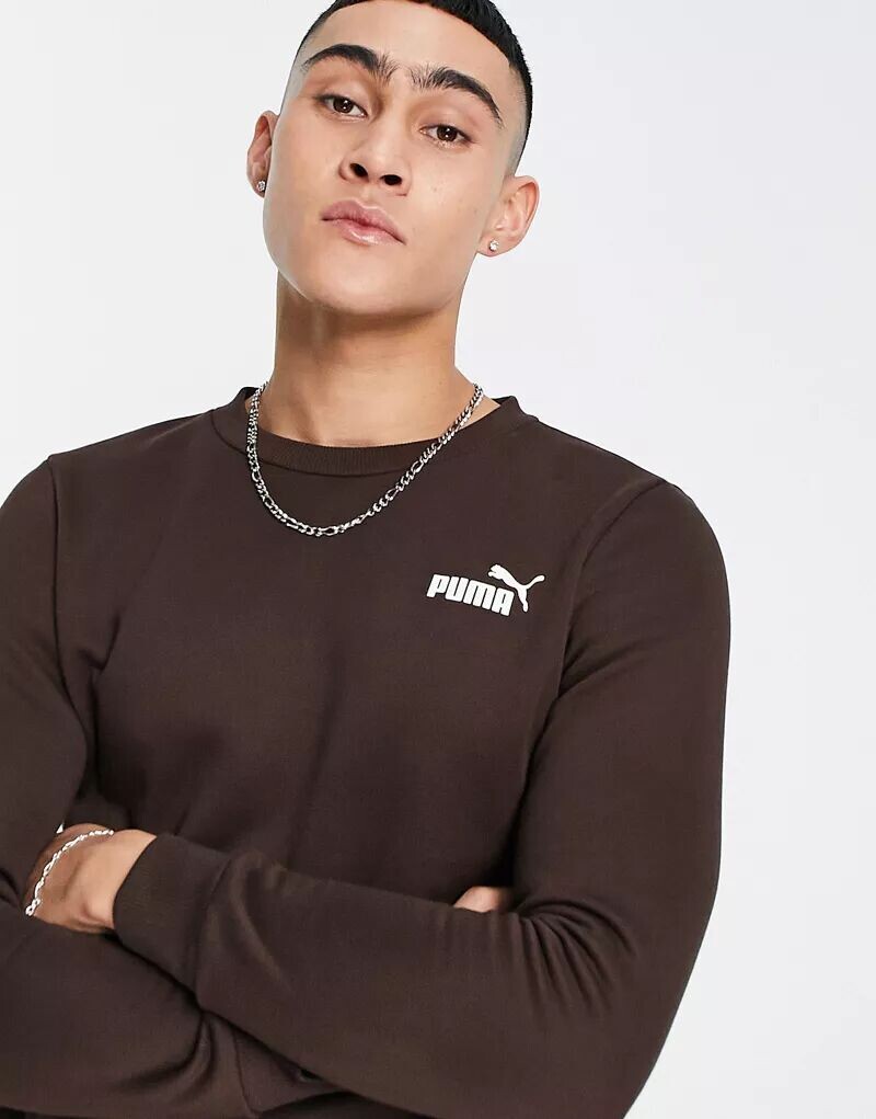 

Темно-коричневая толстовка с маленьким логотипом Puma Essentials