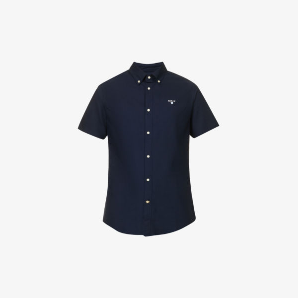 Рубашка из хлопка с фирменной вышивкой Oxtown Barbour, темно-синий