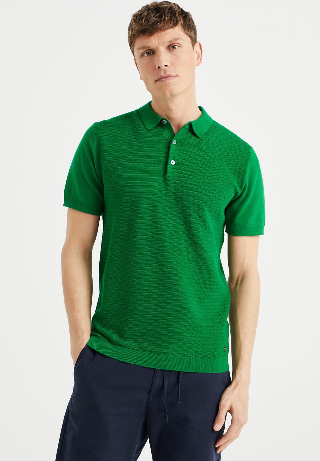 Рубашка-поло Met Structuur WE Fashion, зеленый