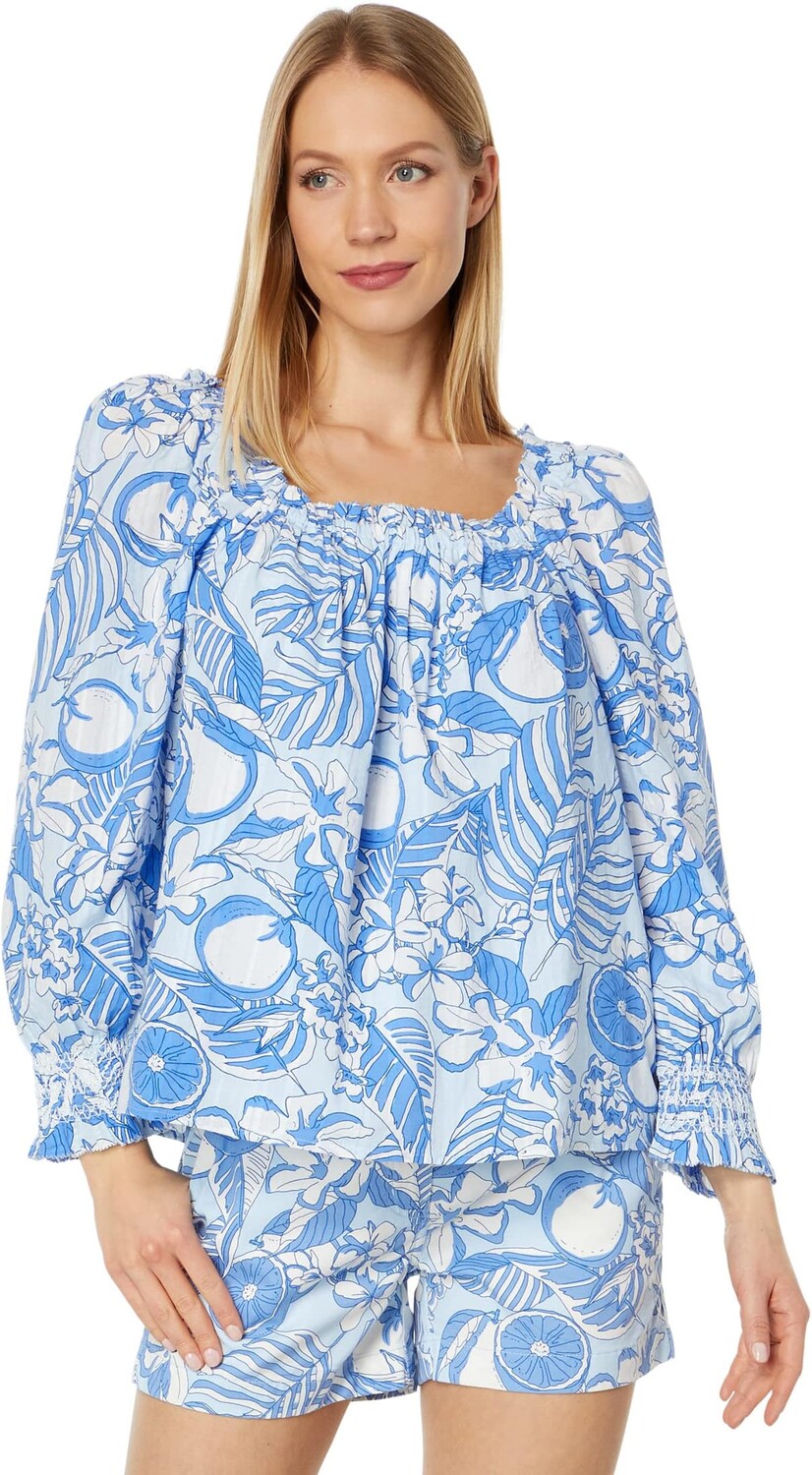 

Окрашенный топ с рюшами Palm Beach Vineyard Vines, цвет Palm Beach/Ice Water
