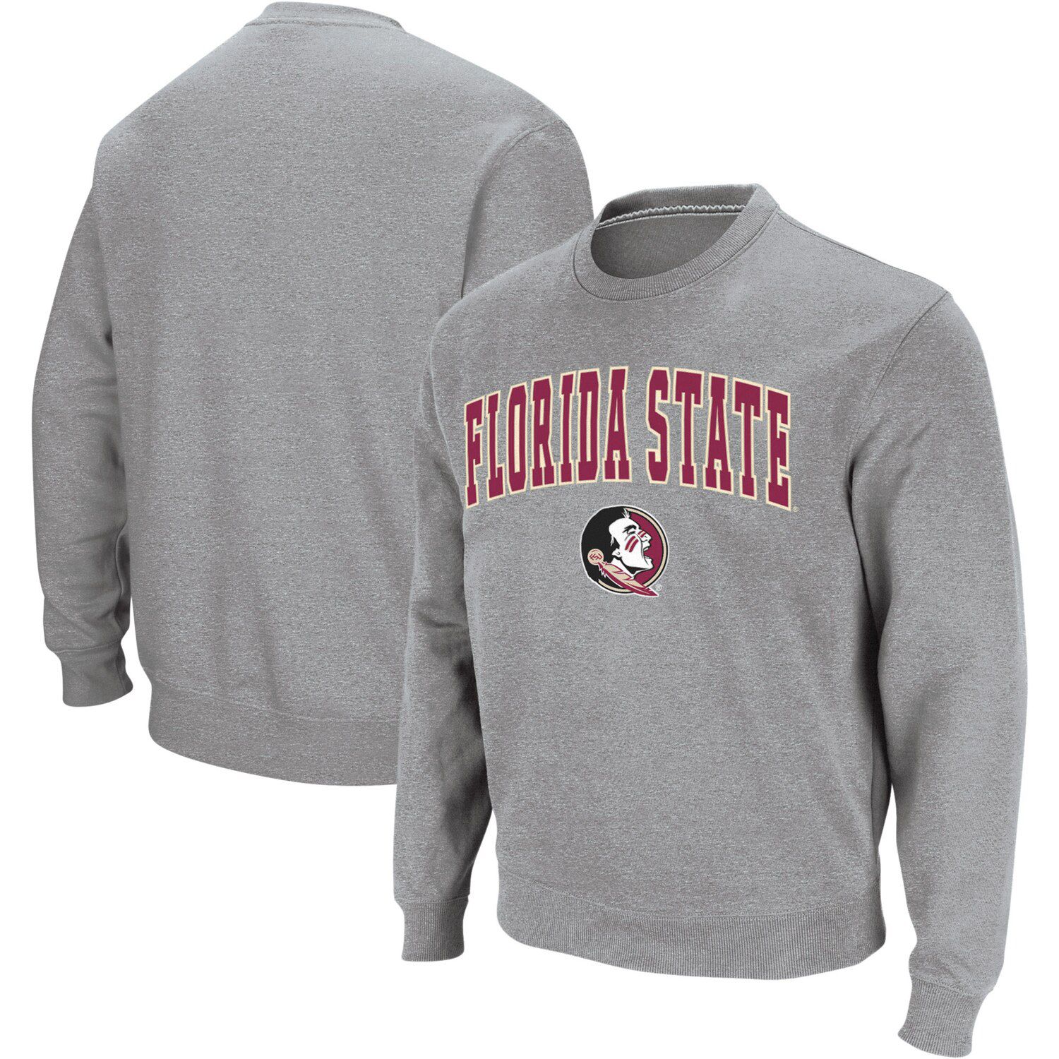 

Мужской свитшот с круглым вырезом с аркой и логотипом Heather Grey Florida State Seminoles Colosseum