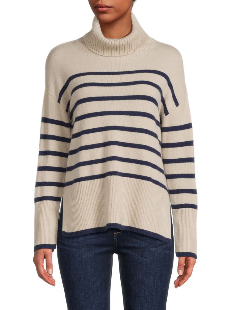 Полосатый свитер из 100% кашемира Saks Fifth Avenue, цвет Sand Eclipse удлиненный кардиган из 100% кашемира duster saks fifth avenue цвет chalkboard