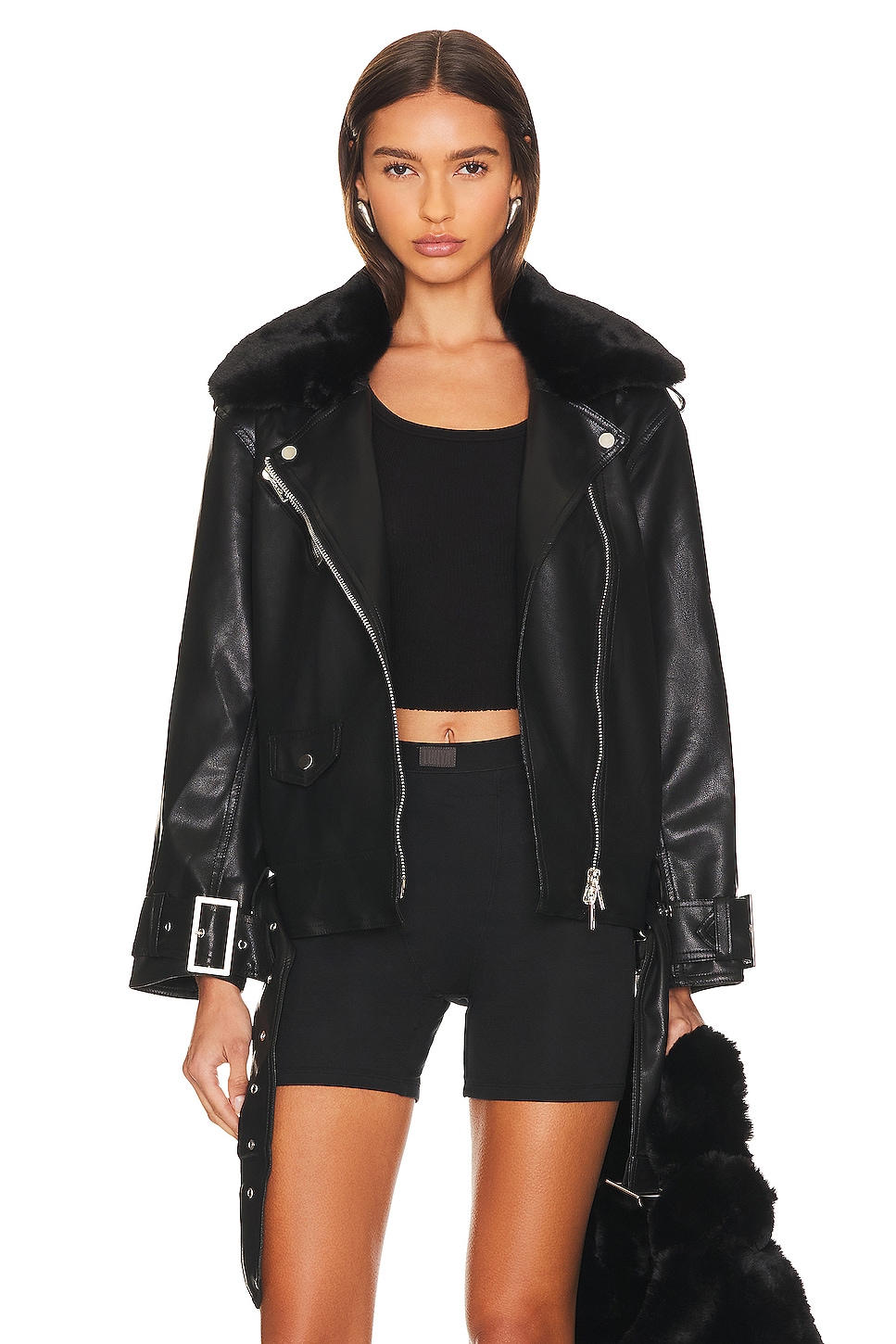 цена Куртка Line & Dot Moto Faux Leather, черный