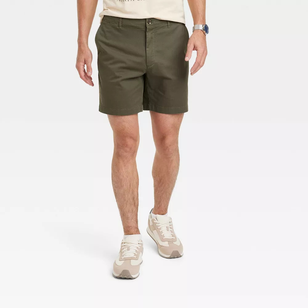 

Мужские шорты-чиносы Every Wear 7" Slim Fit Flat Front - Goodfellow & Co, цвет Green