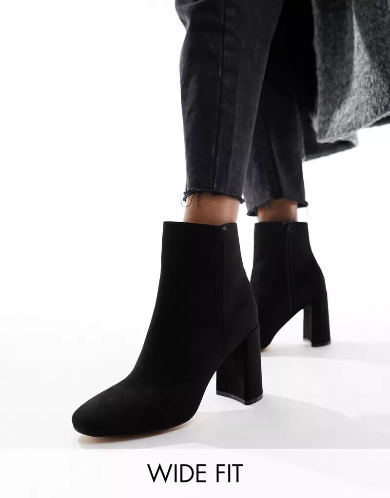 

Черные ботильоны на блочном каблуке London Rebel Wide Fit