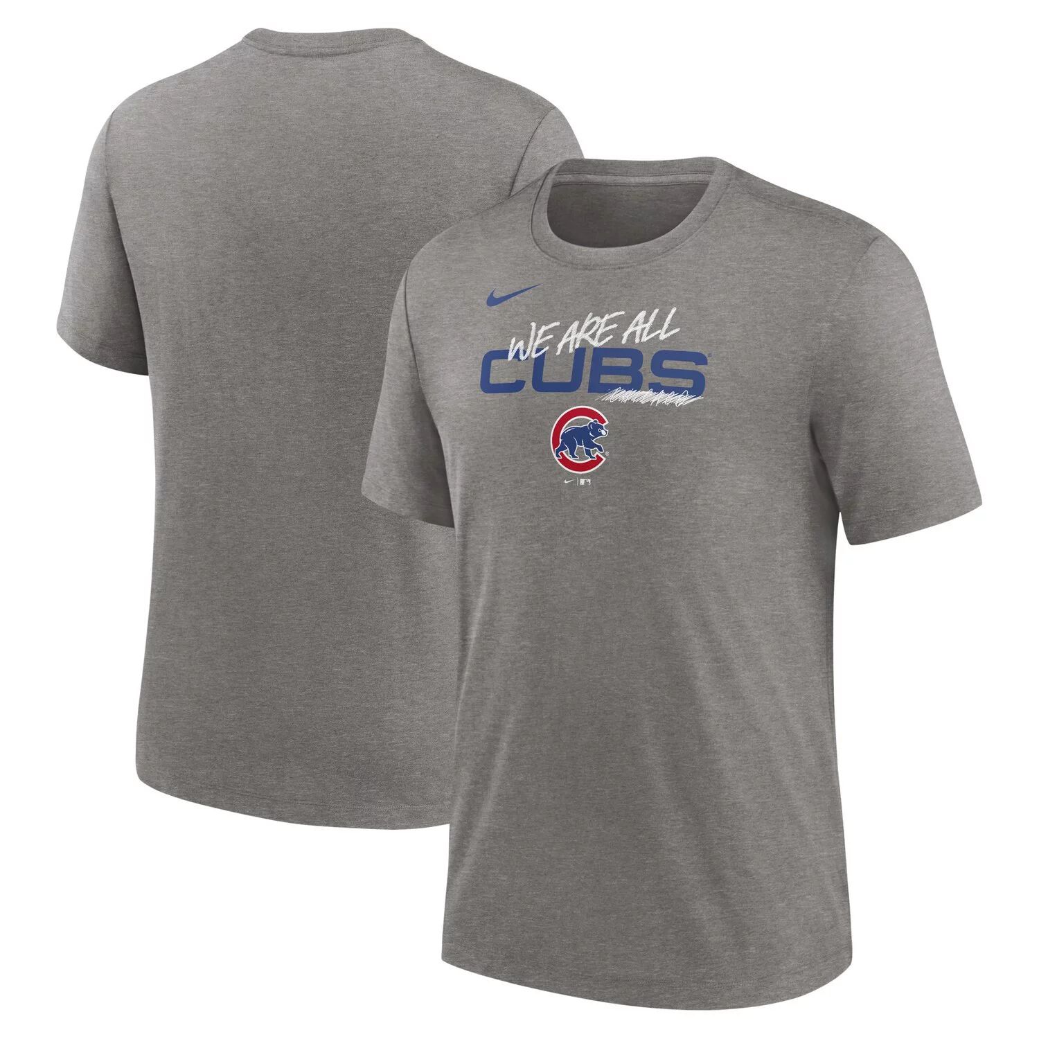 Мужская футболка Heather Charcoal Chicago Cubs We Are All Tri-Blend Nike