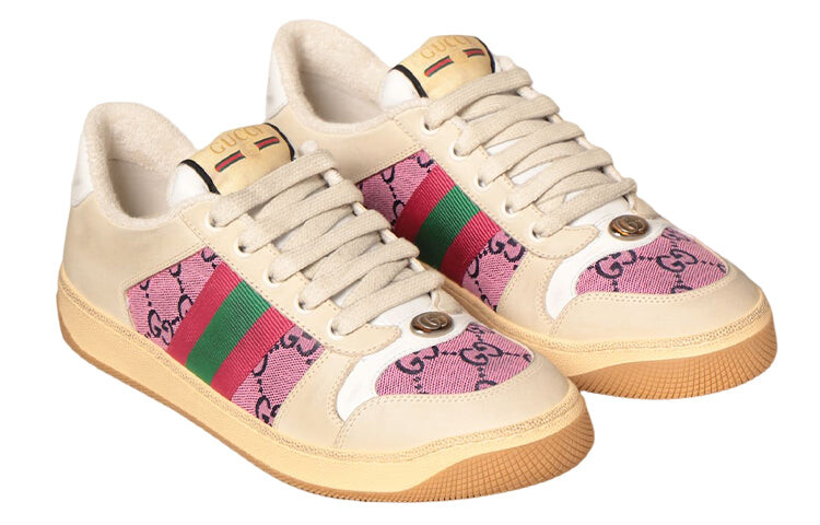 

Кроссовки GUCCI Wmns Screener Series GG Printing, бежевый/розовый