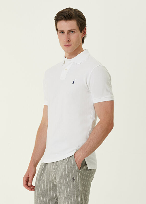 

Белая футболка с воротником-поло и логотипом Polo Ralph Lauren, Белый