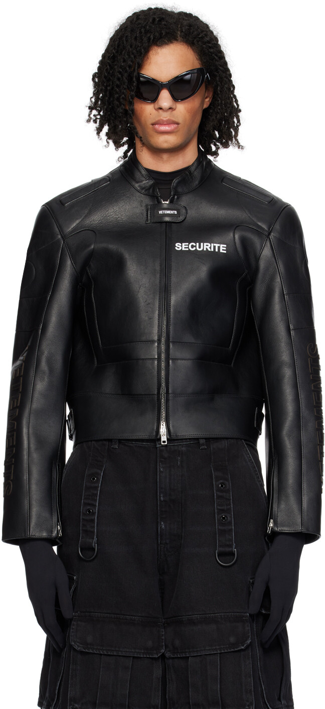

Черная кожаная куртка Securite для мотокросса Vetements, цвет Black
