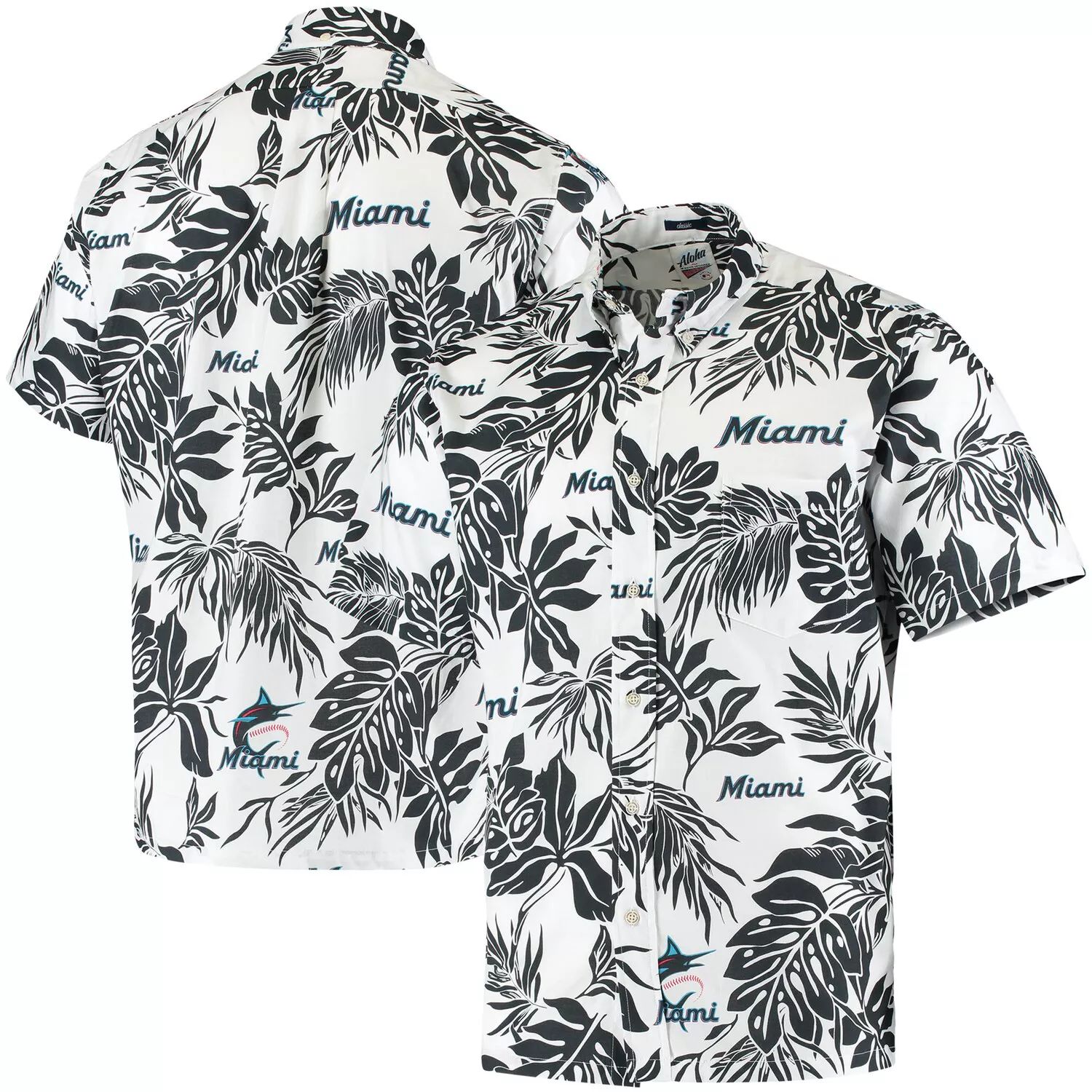 Мужская белая рубашка на пуговицах Reyn Spooner Miami Marlins Aloha