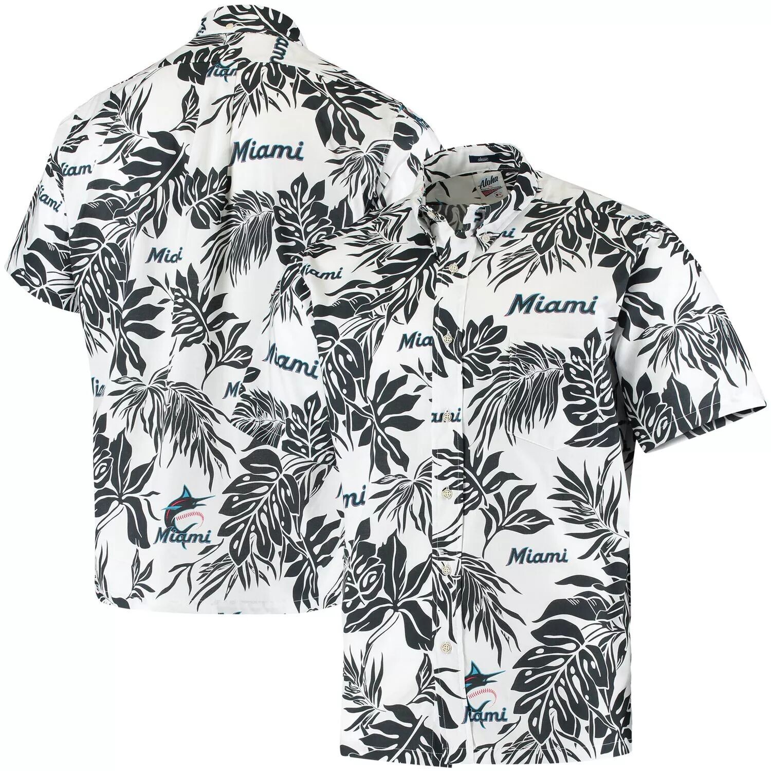 

Мужская белая рубашка на пуговицах Reyn Spooner Miami Marlins Aloha