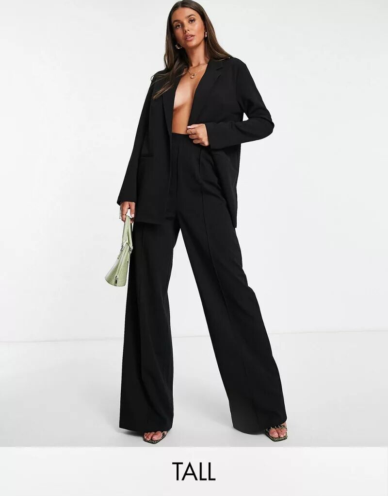 

Черные широкие брюки свободного кроя из джерси ASOS Tall