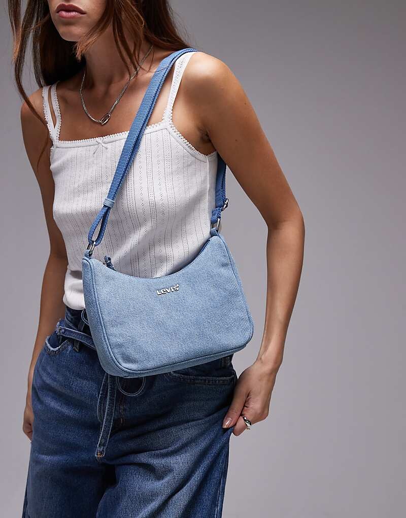 

Небольшая джинсовая сумка через плечо Levi's с логотипом голубого цвета