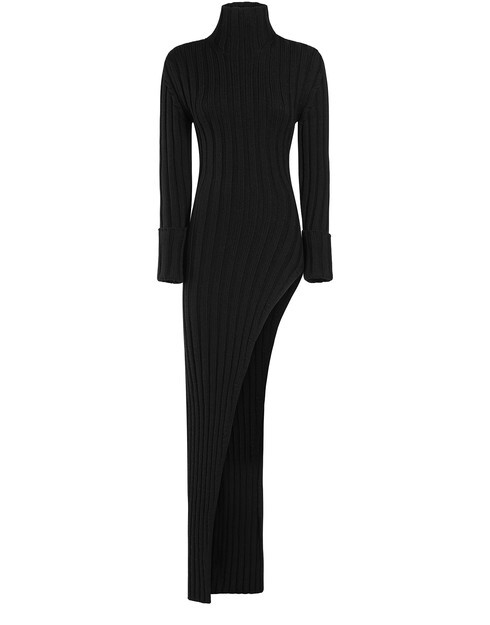 

Длинный асимметричный свитер с высоким воротником Cyntia Ann Demeulemeester, черный