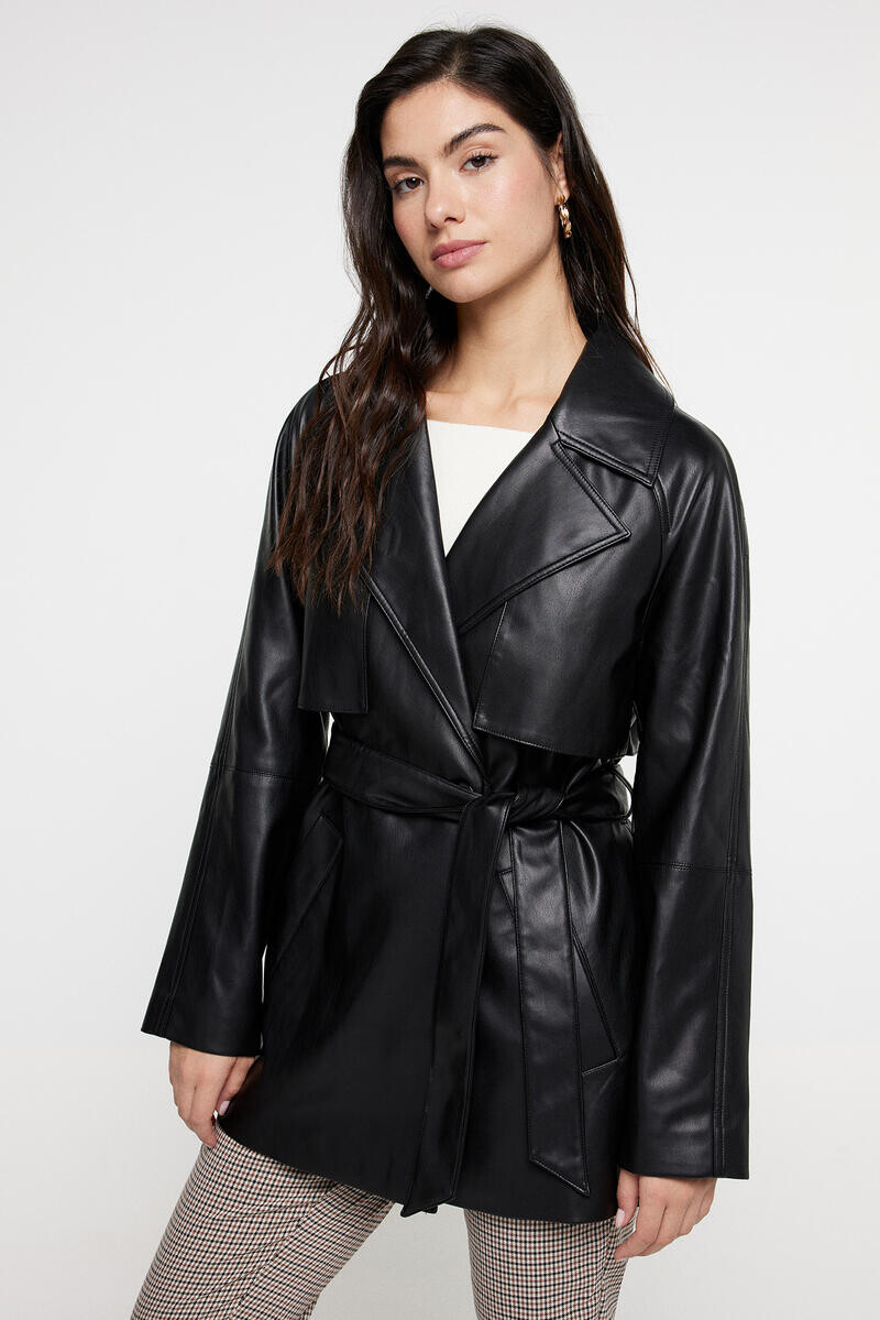 

Тренч с эффектом кожи Vero Moda, черный